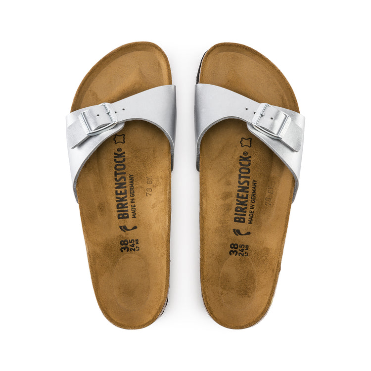 Birkenstock Madrid Silver Birko-Flor top view