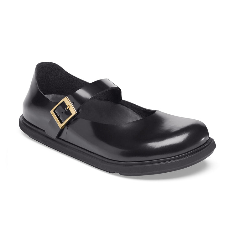 Birkenstock Mantova Droplet Buckle High Shine Black Natural Leather Patent
