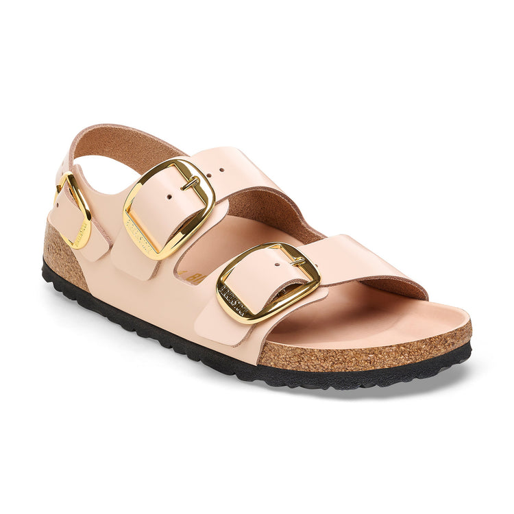 Birkenstock Milano Big Buckle High Shine New Beige Natural Leather Patent