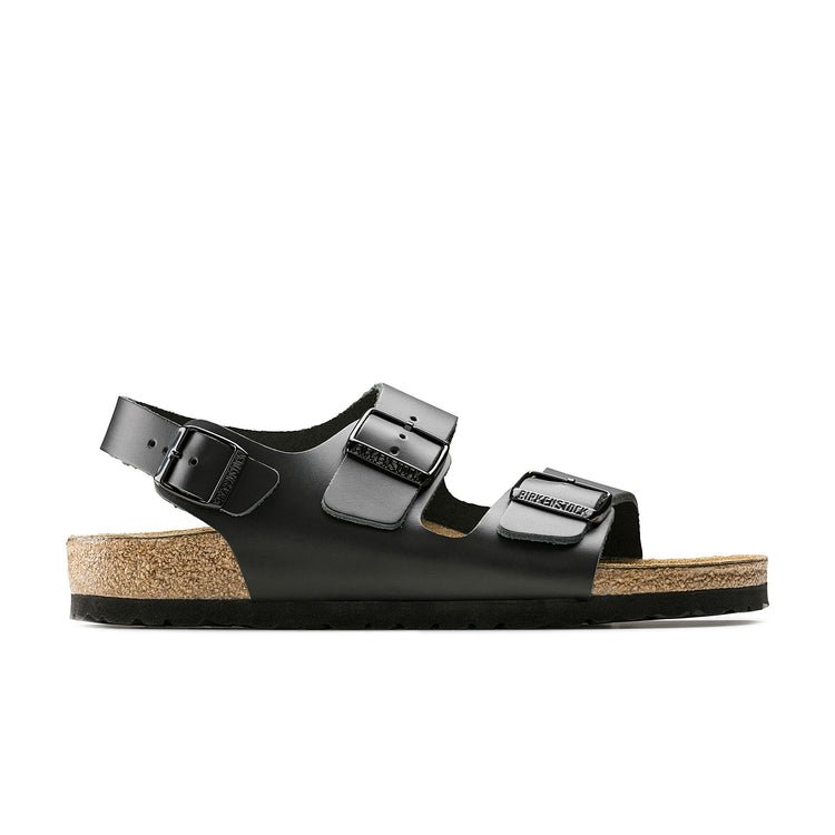 Birkenstock Milano Black Smooth Leather side view