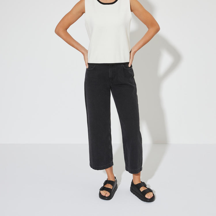 Birkenstock Milano Chunky Exquisite Black Smooth Leather on model 1