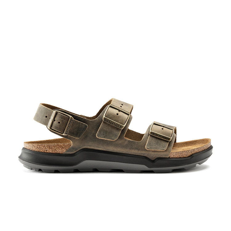 Birkenstock Milano Cross Town Arctic Faded Khaki Waxy Leather side view