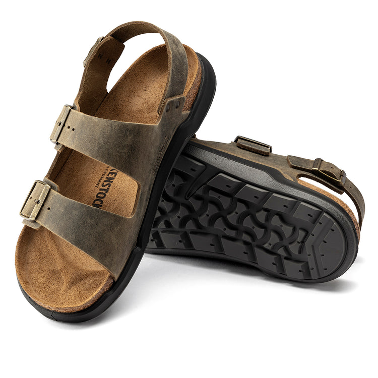 Birkenstock Milano Cross Town Arctic Faded Khaki Waxy Leather sole view