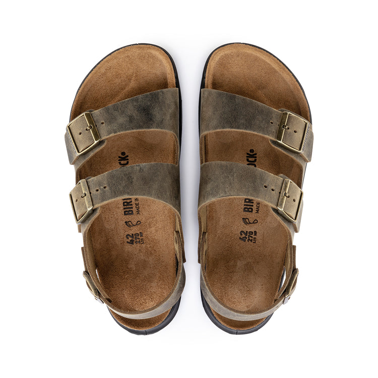 Birkenstock Milano Cross Town Arctic Faded Khaki Waxy Leather top view