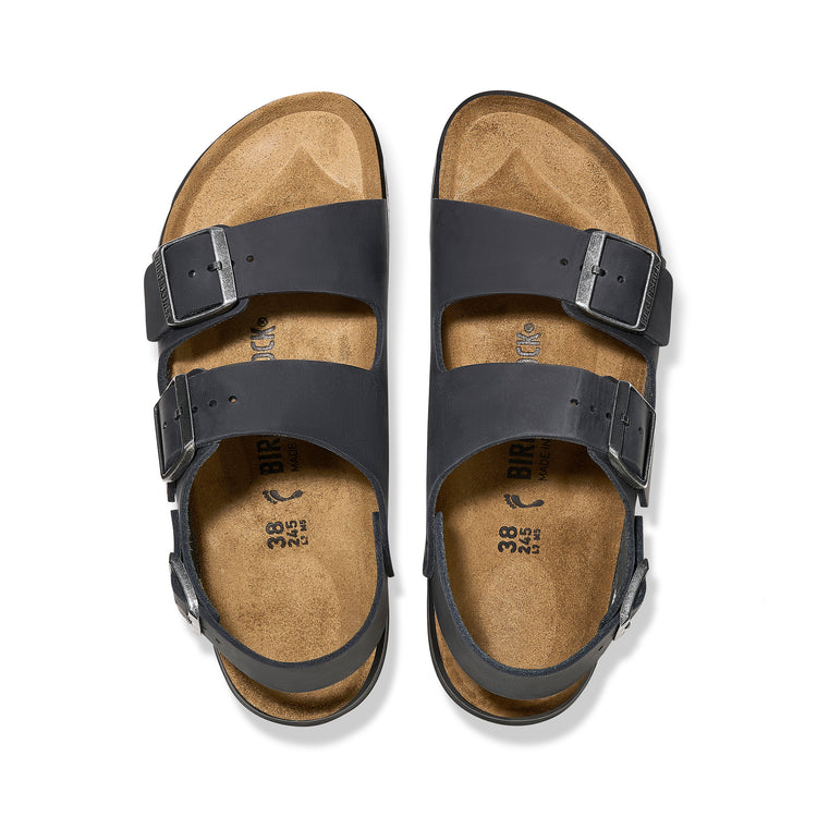 Birkenstock Milano Cross Town Black Oiled Leather top view