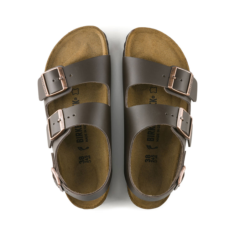 Birkenstock Milano Dark Brown Smooth Leather top view