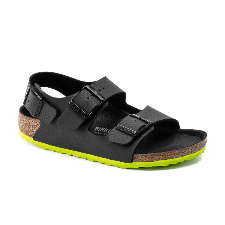 Birkenstock Milano Kids Desert Soil Black/Lime Birko-Flor