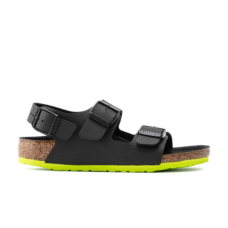 Birkenstock Milano Kids Desert Soil Black/Lime Birko-Flor side view