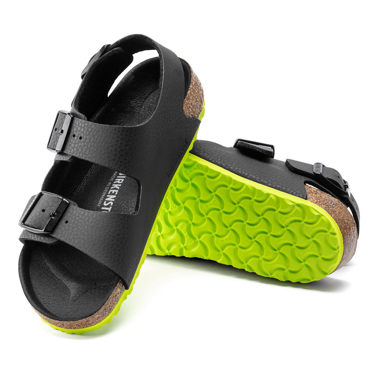 Birkenstock Milano Kids Desert Soil Black/Lime Birko-Flor sole view