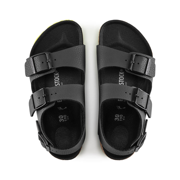 Birkenstock Milano Kids Desert Soil Black/Lime Birko-Flor top view