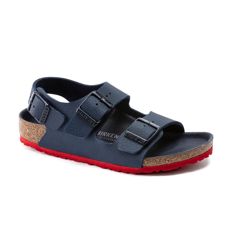 Birkenstock Milano Kids Desert Soil Blue Red Sole Birko-Flor