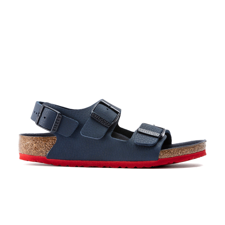 Birkenstock Milano Kids Desert Soil Blue Red Sole Birko-Flor side view
