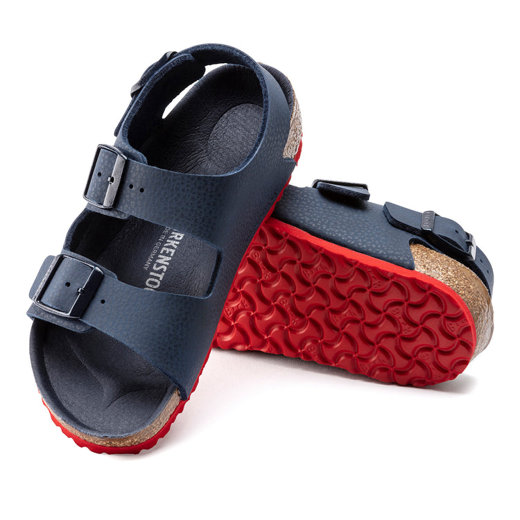 Birkenstock Milano Kids Desert Soil Blue Red Sole Birko-Flor sole view