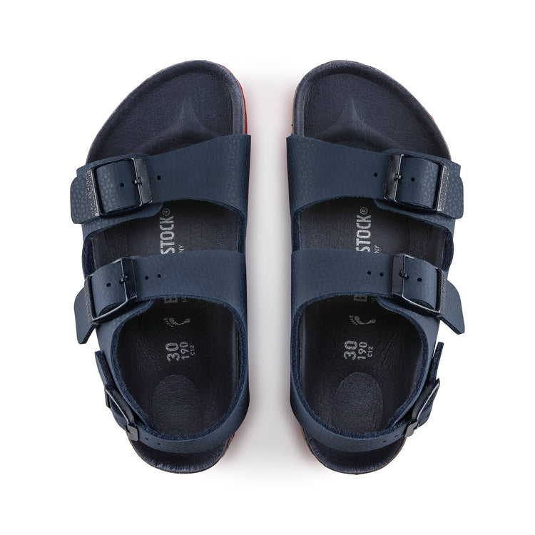 Birkenstock Milano Kids Desert Soil Blue Red Sole Birko-Flor top view
