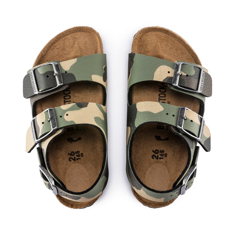 Birkenstock Milano Kids Desert Soil Camo Khaki Birko-Flor top view