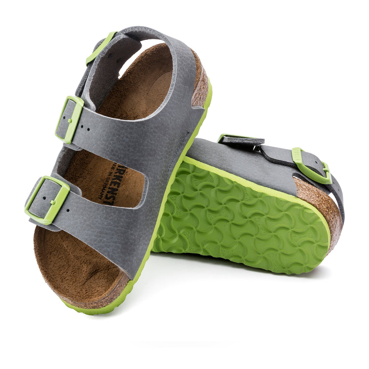 Birkenstock Milano Kids Desert Soil Grey Green Birko-Flor sole view