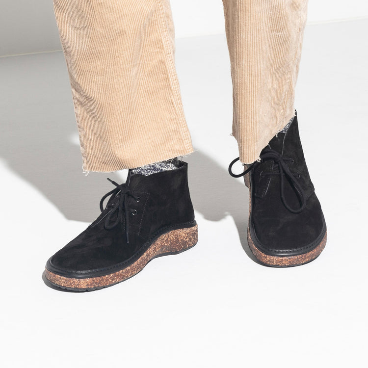 Birkenstock Milton Black Suede Leather on model 2