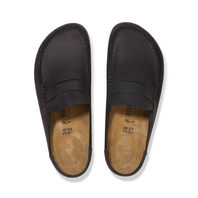 Birkenstock Naples Wrapped Black Oiled Leather top view