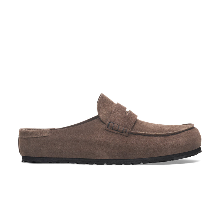 Birkenstock Naples Wrapped Concrete Grey Suede Leather side view