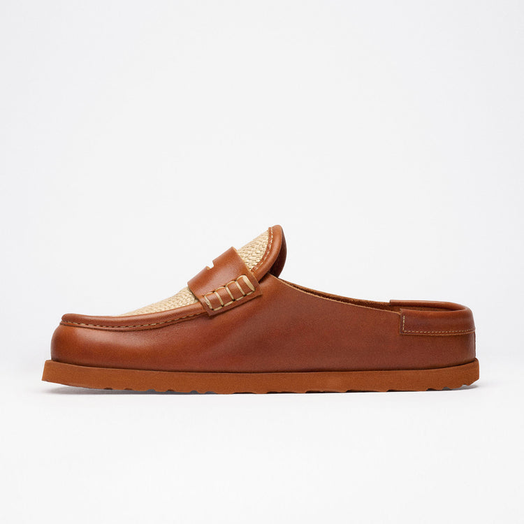 Naples Wrapped Ginger Brown Raffia/Smooth Leather