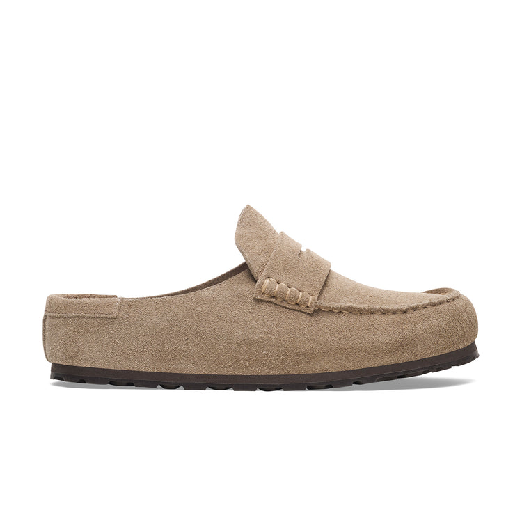 Birkenstock Naples Wrapped Taupe Suede Leather side view