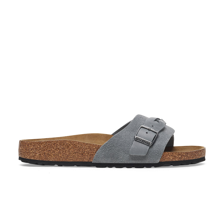 Birkenstock Oita Braided Basalt Grey Suede Leather side view