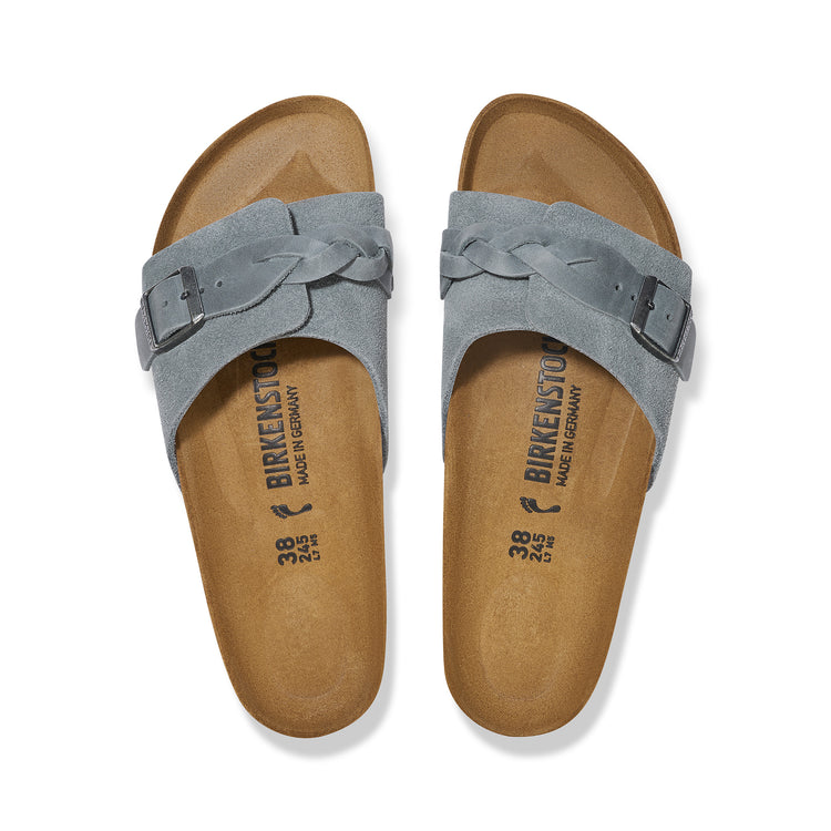 Birkenstock Oita Braided Basalt Grey Suede Leather top view