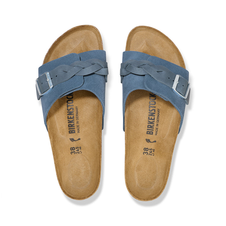 Birkenstock Oita Braided Elemental Blue Suede Leather top view