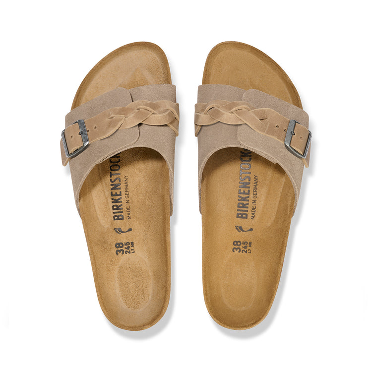 Birkenstock Oita Braided Taupe Suede Leather top view