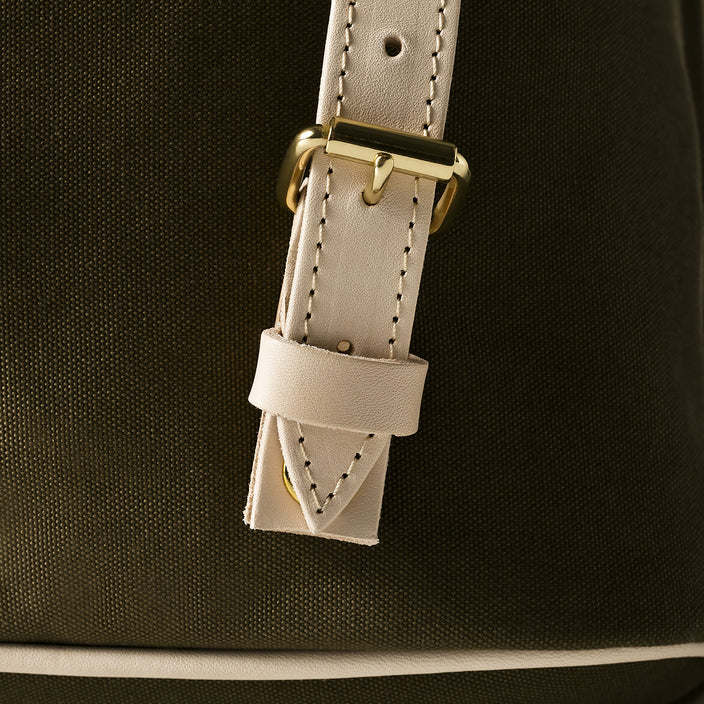 Oslo Bag Olive Green Canvas buckle detail