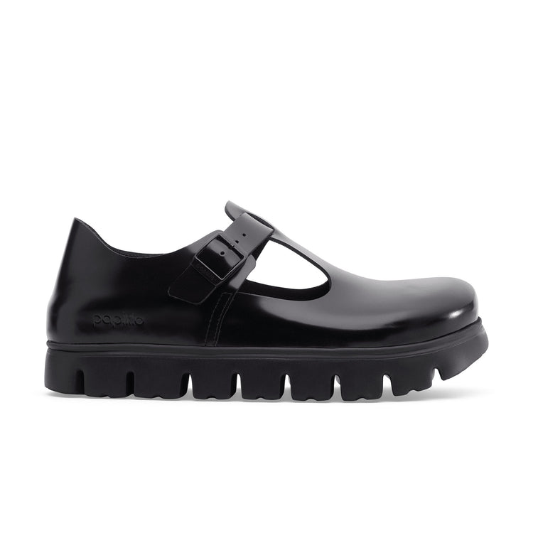Birkenstock Paris Chunky Black Smooth Leather side view