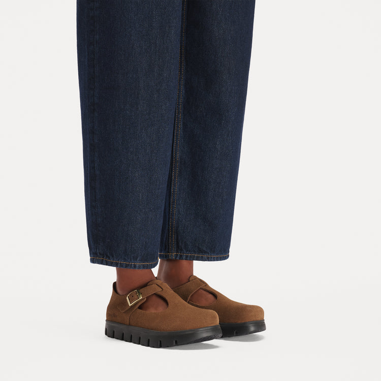 Paris Chunky Dark Tea Suede Leather
