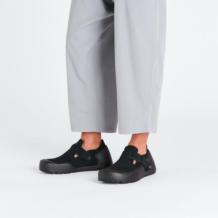 Birkenstock Reykjavik Black Nubuck Leather on model 1