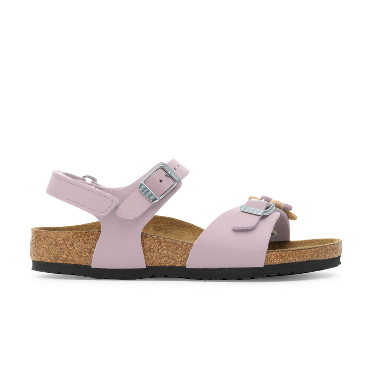 Birkenstock Rio Kids Adjustable Strap Flowers Faded Purple Birko-Flor side view