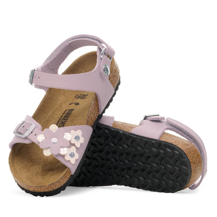 Birkenstock Rio Kids Adjustable Strap Flowers Faded Purple Birko-Flor sole view