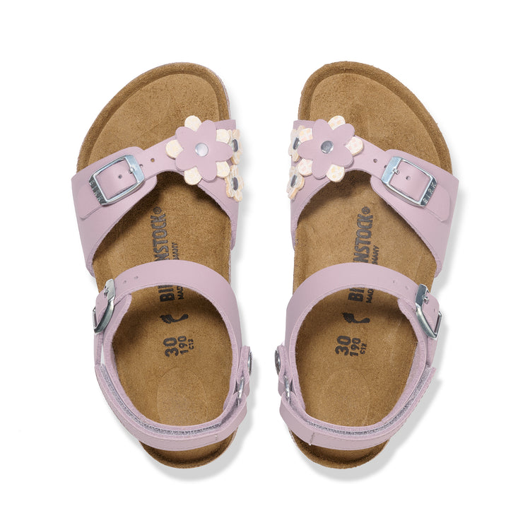 Birkenstock Rio Kids Adjustable Strap Flowers Faded Purple Birko-Flor top view