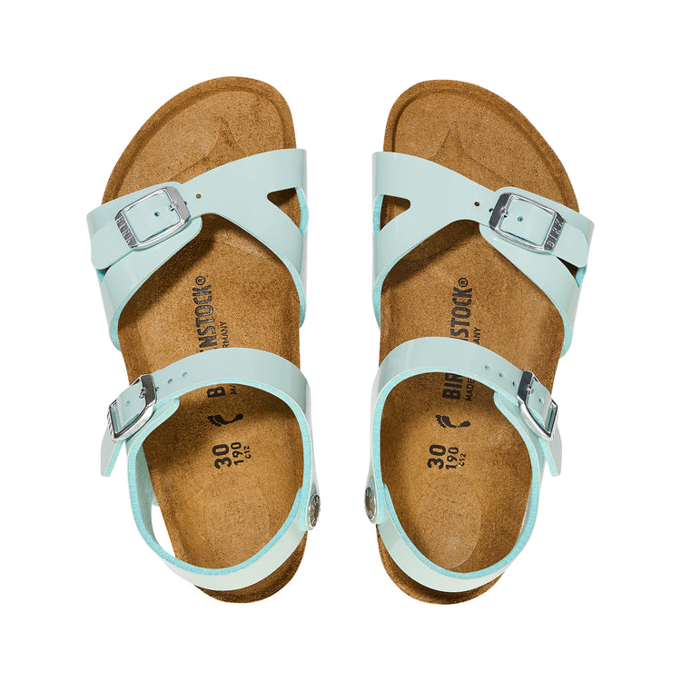 Birkenstock Rio Kids Birko-Flor Patent Patent Surf Green  top view