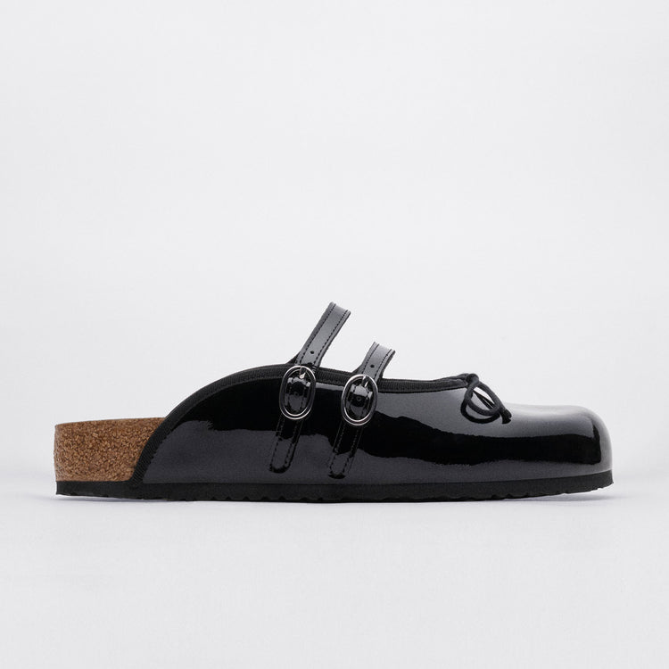 Birkenstock Australia Scala Black Natural Leather Patent side view