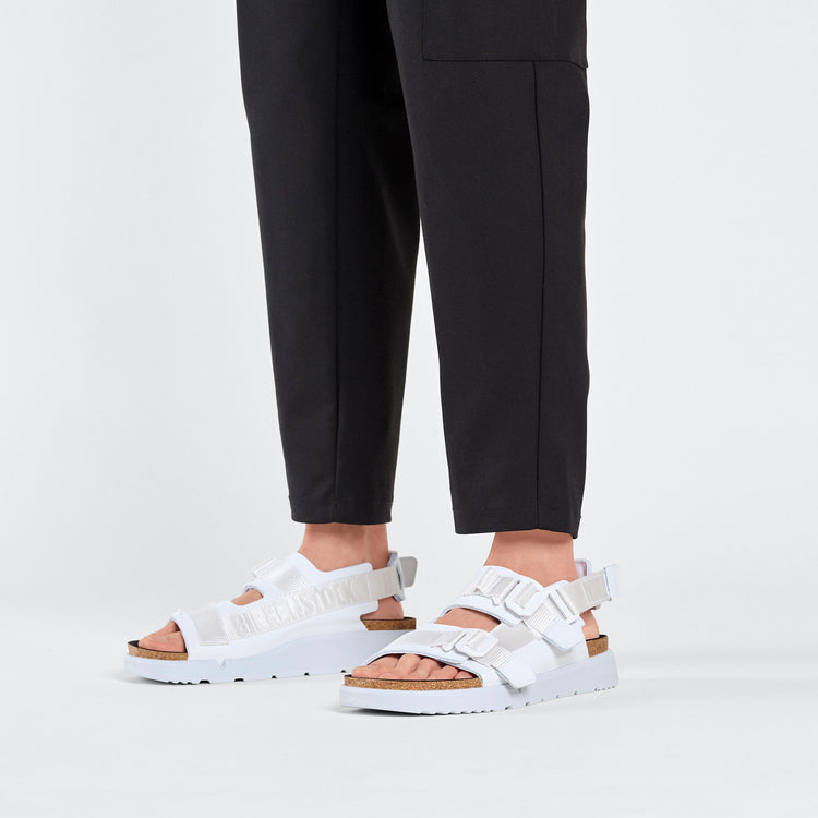 Birkenstock Shinjuku Antique White Natural Leather Textile on model 1