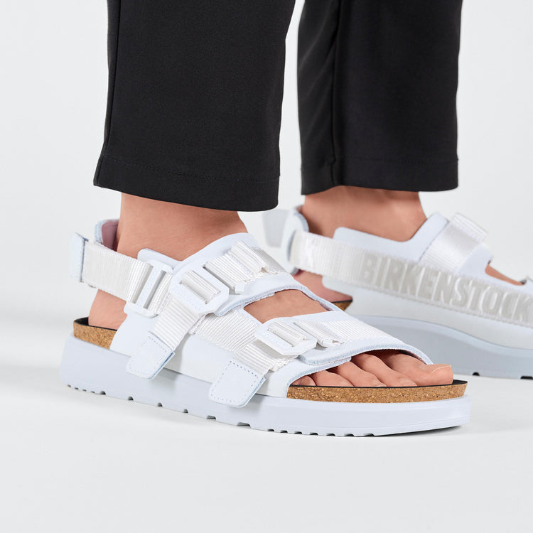 Birkenstock Shinjuku Antique White Natural Leather Textile on model 2