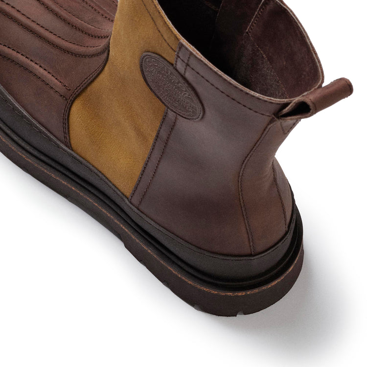 Birkenstock Skykomish Dark Tan Tin Cloth/Oiled Leather detail 1 view