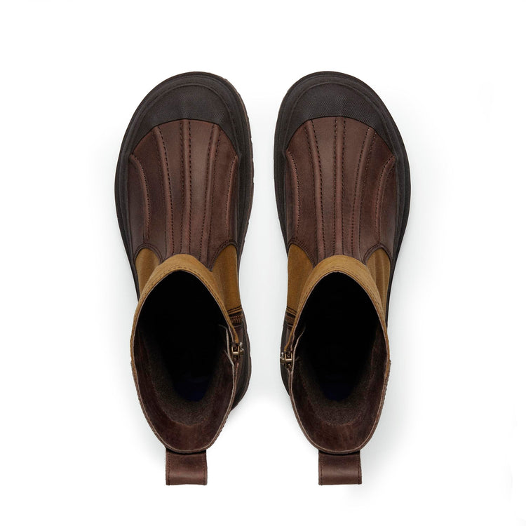 Birkenstock Skykomish Dark Tan Tin Cloth/Oiled Leather top view