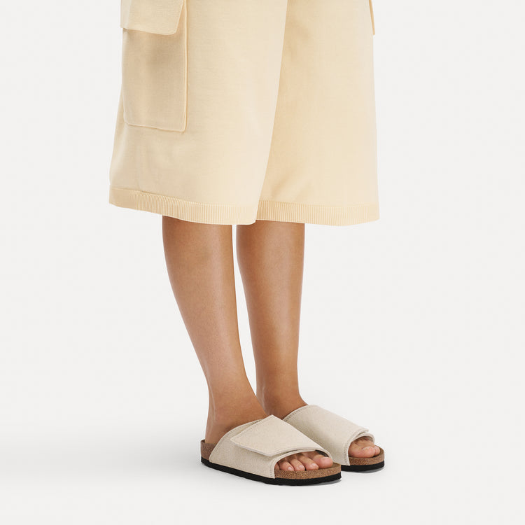 Birkenstock Australia Solana Oyster Suede Leather On Model 1