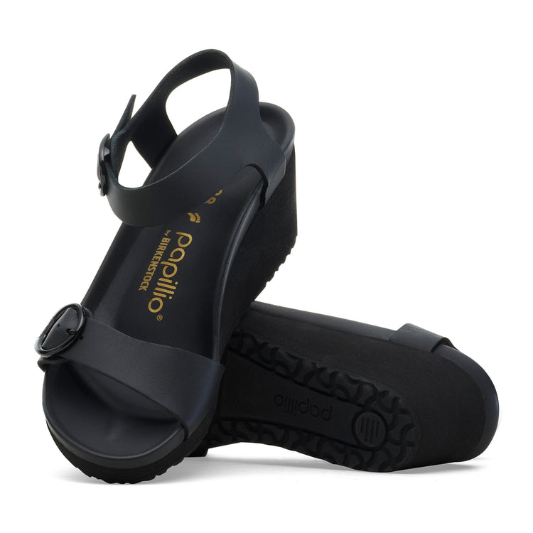 Birkenstock Soley Ring-Buckle Black Smooth Leather sole view