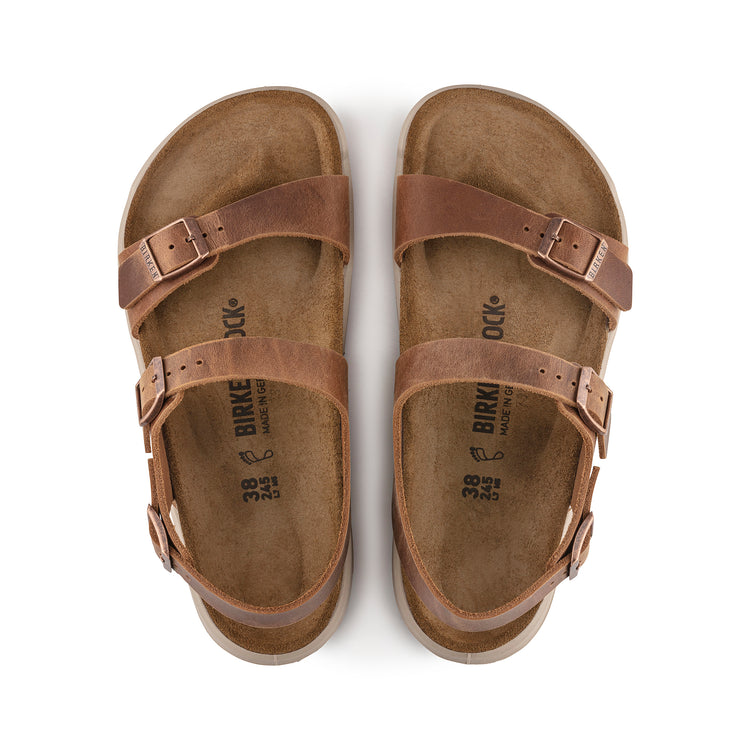 Birkenstock Sonora Cross Town Arctic Ginger Brown Waxy Leather top view