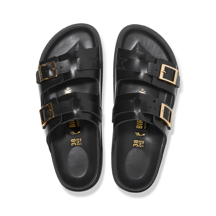 Birkenstock St Barths Black Natural Leather top view