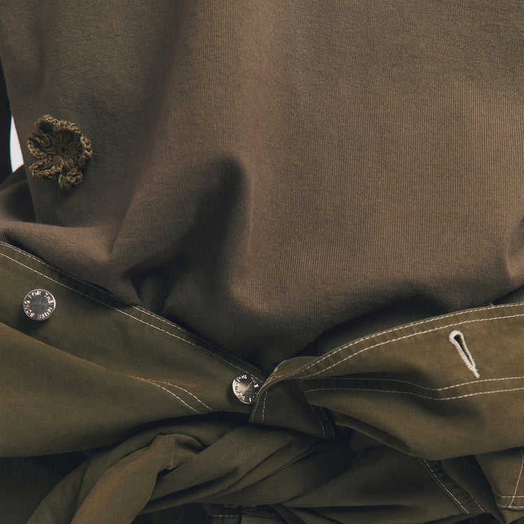 Birkenstock Australia The Gardener Crochet Flower T-Shirt Overdyed Army Green Cotton detail view