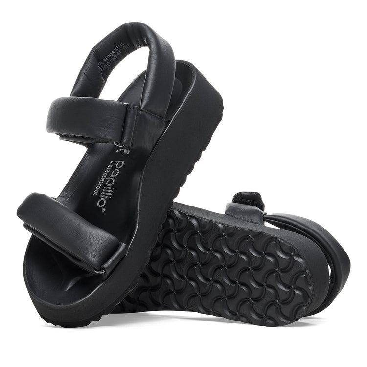 Birkenstock Theda Exquisite Platform Wedge Black Smooth Leather sole view