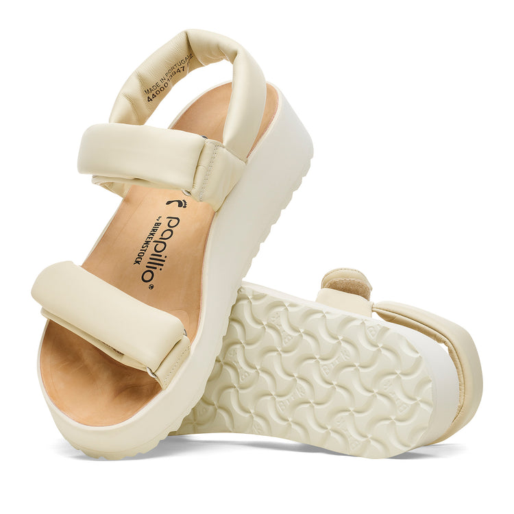 Birkenstock Theda Exquisite Platform Wedge Ecru Smooth Leather sole view