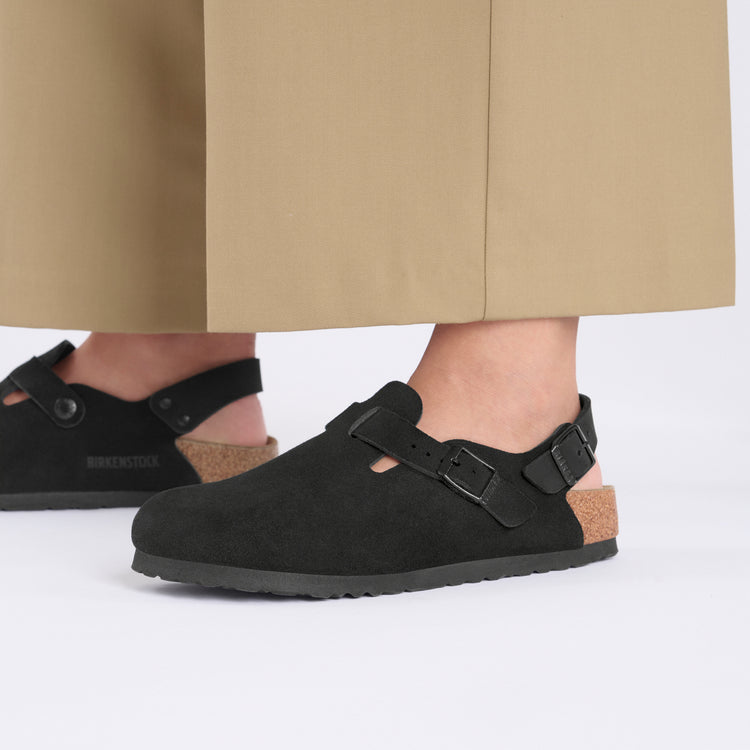 Birkenstock Tokio Black Suede Leather on model 2